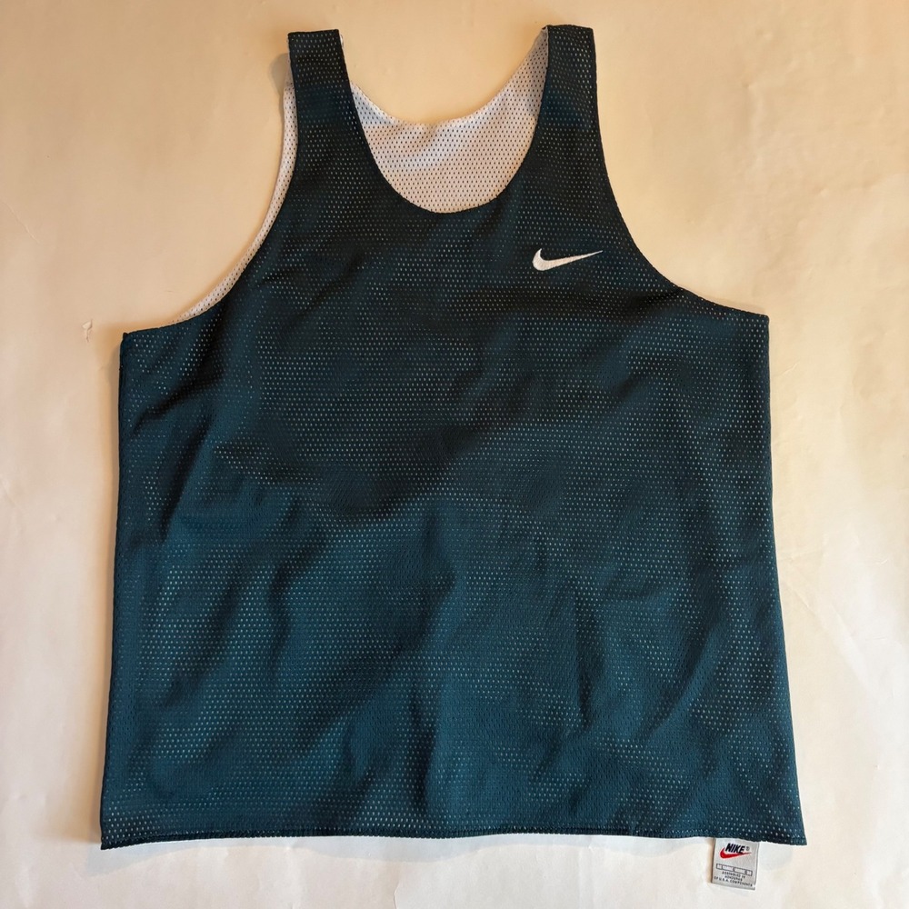 Nike Reversible Mesh Basketball Jersey Dark Green White Mens Large Vintage 90s